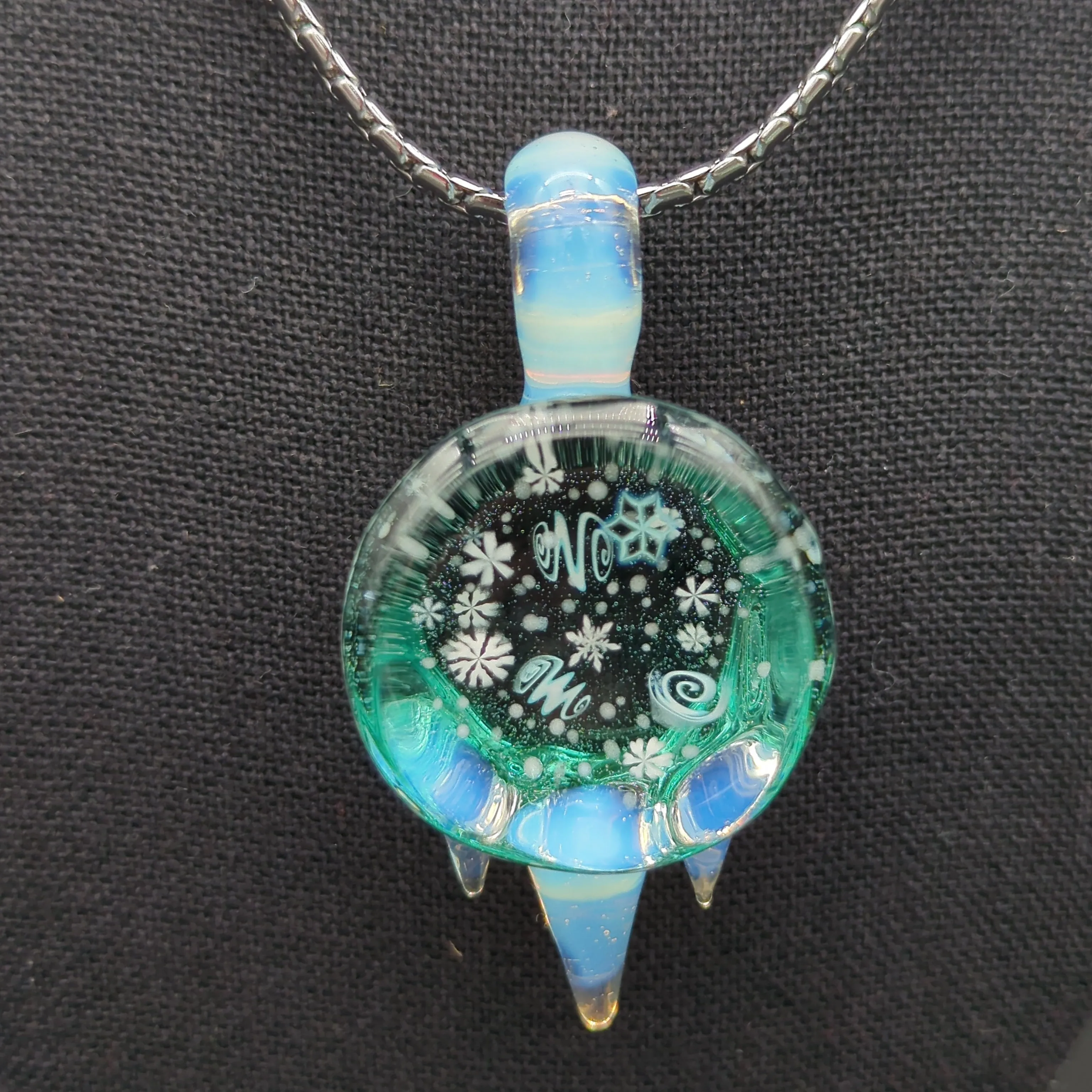 Chaka Glass Aquamarine Blizzard Pendant