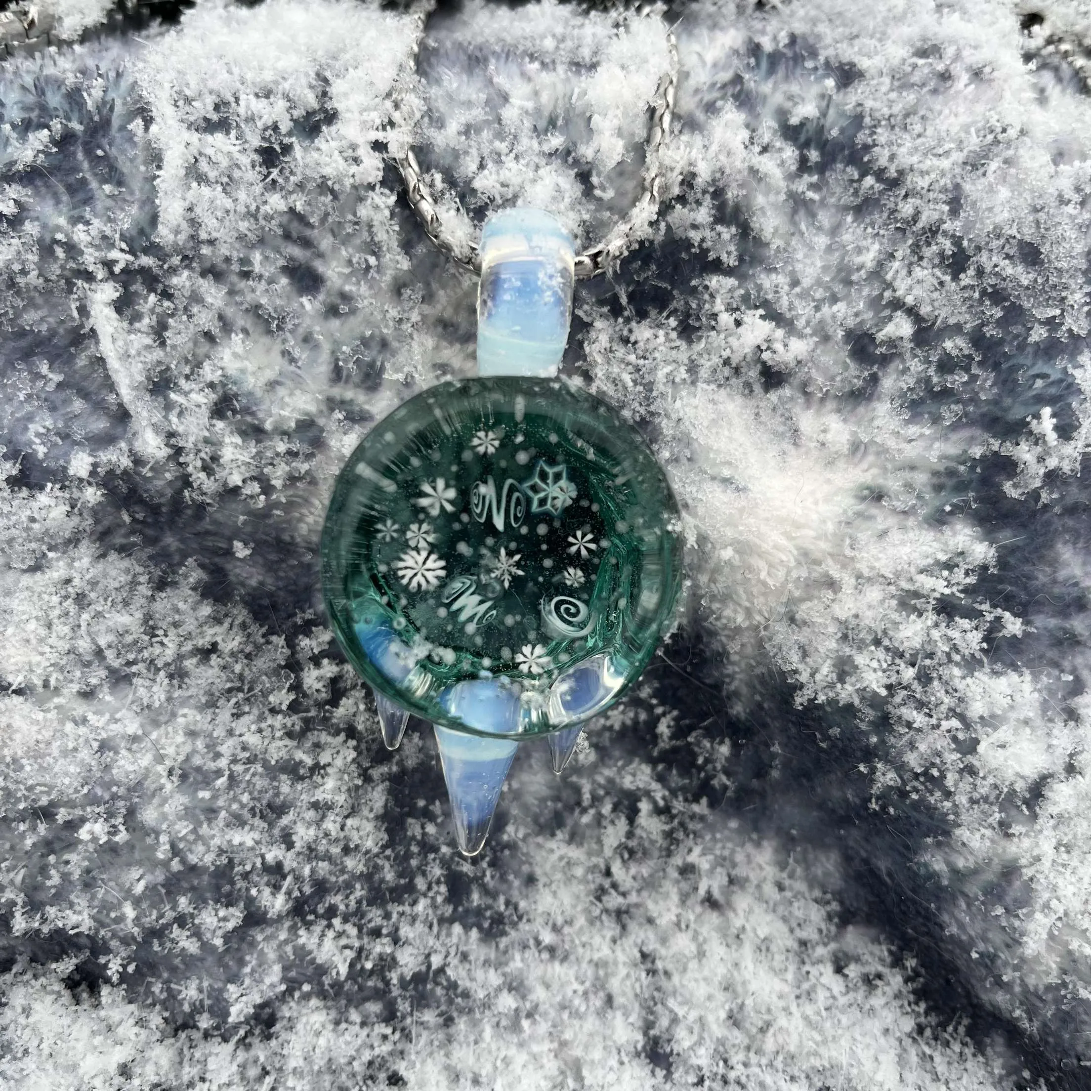 Chaka Glass Aquamarine Blizzard Pendant