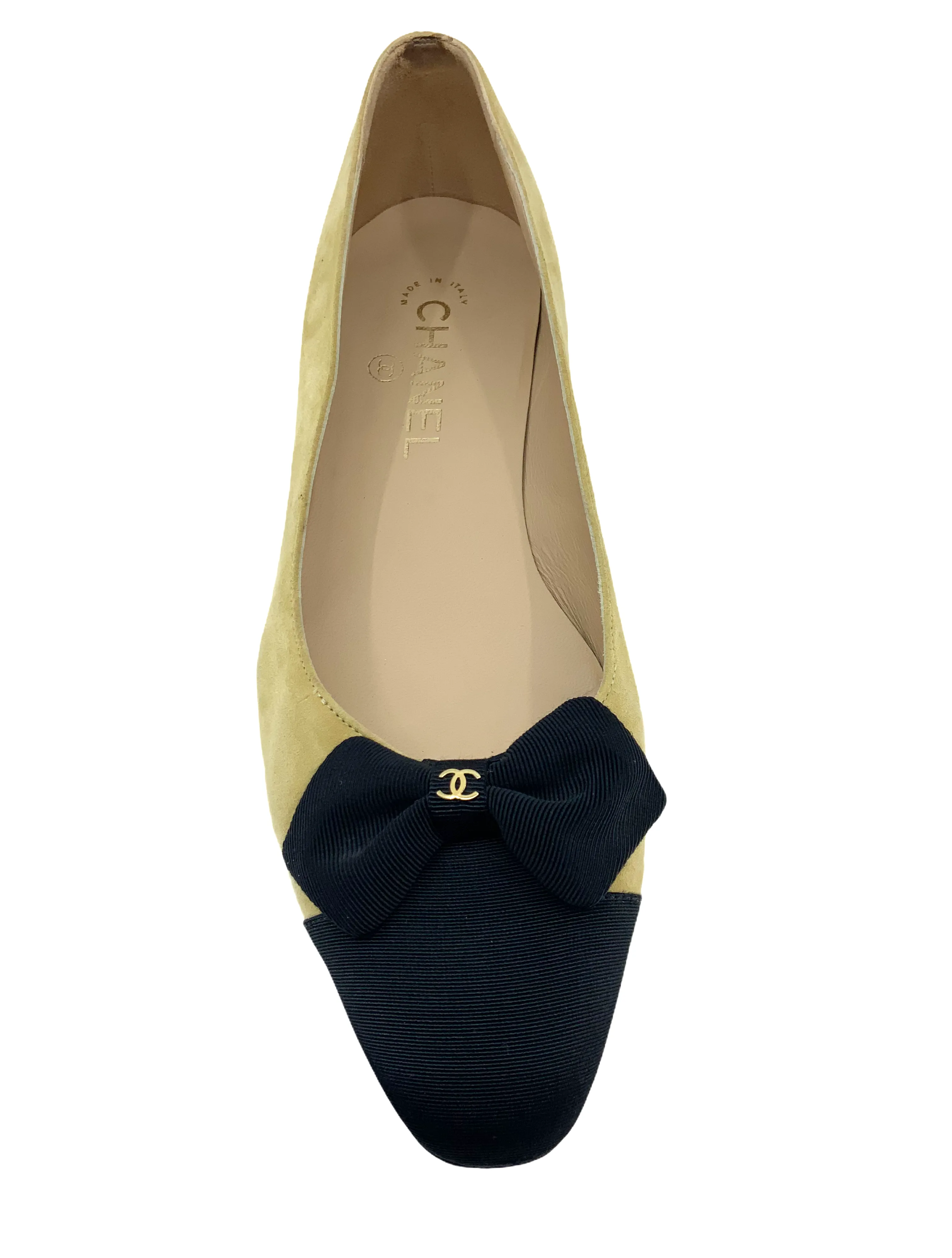 Chanel Suede Grosgrain Bow Cap Toe Pumps Size 9