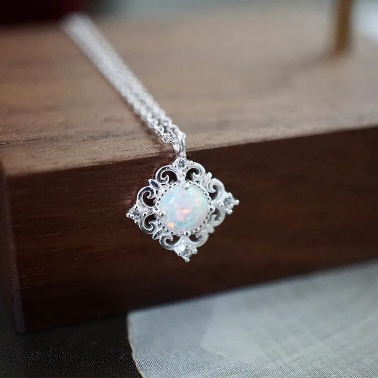 Charm Opal Pendant Necklace