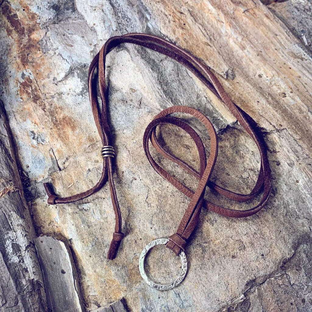 circle positive II // men's rugged sterling silver karma circle necklace