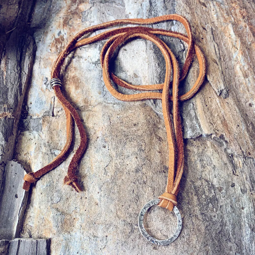 circle positive II // men's rugged sterling silver karma circle necklace