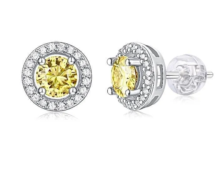 Citrine Moissanite Jewelry Set 925 Silver