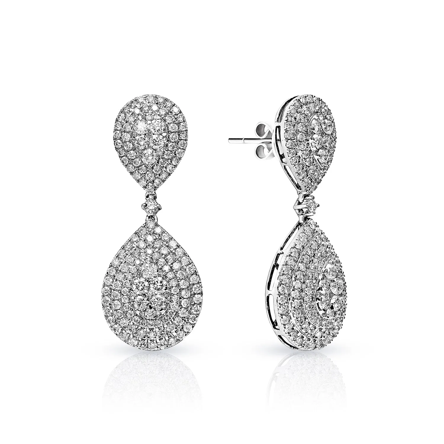 Clara 7 Carat Round Brilliant Diamond Teardrop Earrings for Ladies in 14k White Gold