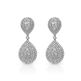 Clara 7 Carat Round Brilliant Diamond Teardrop Earrings for Ladies in 14k White Gold