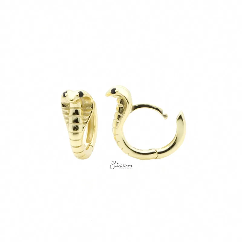 Cobra Huggie Hoop Earrings - Gold