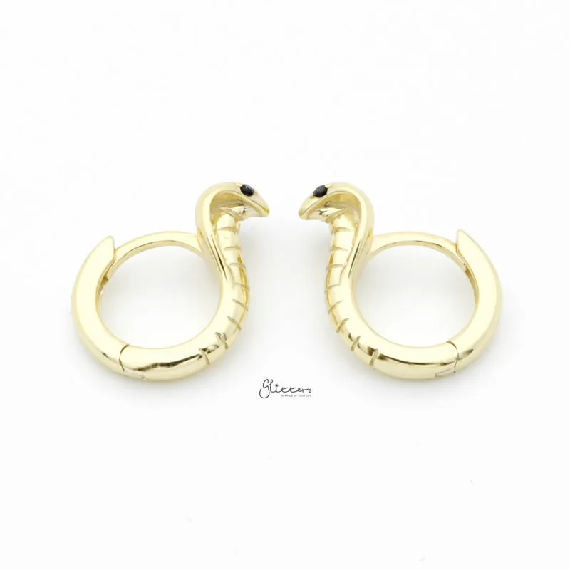 Cobra Huggie Hoop Earrings - Gold