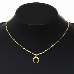 Crescent Pendant Short Chain Necklace