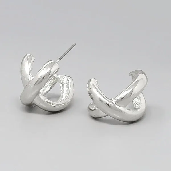 Crisscross Metal Hoop Earrings