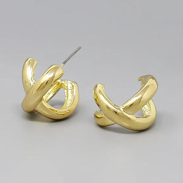 Crisscross Metal Hoop Earrings