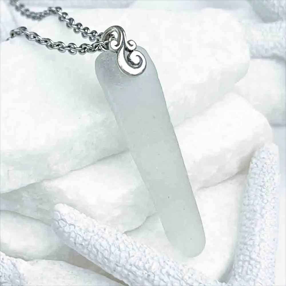 Crystal Clear Sea Glass Icicle Pendant | #5184