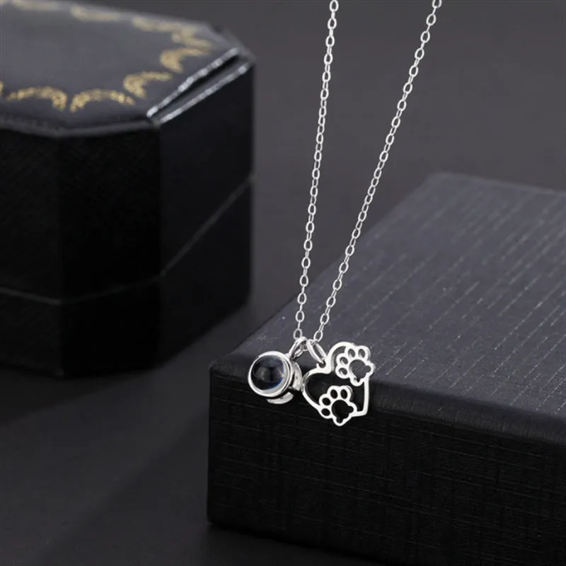 Cute Paw Pet Necklace with Picture Inside