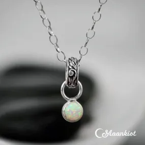 Dainty Silver Nature Inspired Opal Pendant Necklace | Moonkist Designs