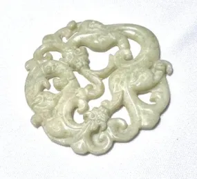 Dancing Dragons Large Jade Pendant/Carving (P676)