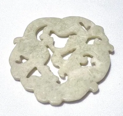 Dancing Dragons Large Jade Pendant/Carving (P676)