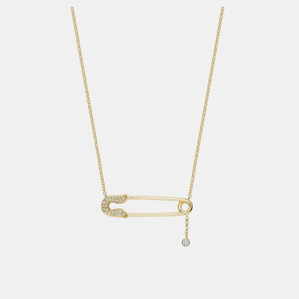 Diamond Safety Pin Necklace