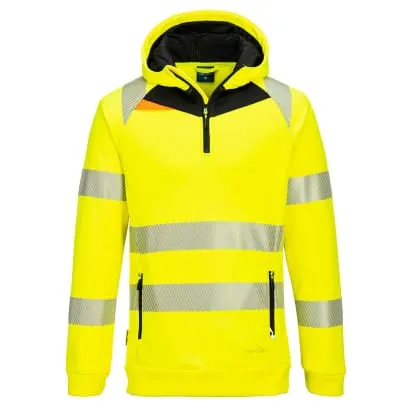 DX482 High Visibility Quarter Zip Hoody Top - Hi Vis Zipped Hoody