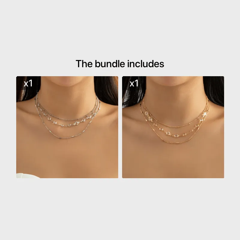 Elegant 3-Piece Crystal Overlay Necklace Set - Perfect for the Fashionable Lady!