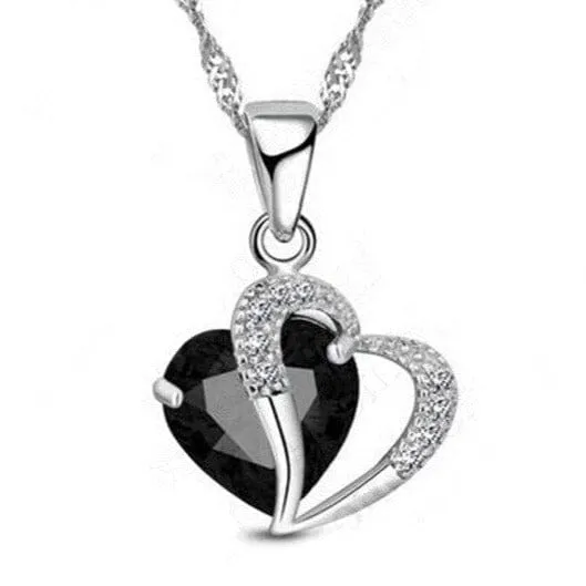 Elegant Ruby Love Pendant Necklace - 925 Sterling Silver