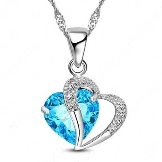 Elegant Ruby Love Pendant Necklace - 925 Sterling Silver