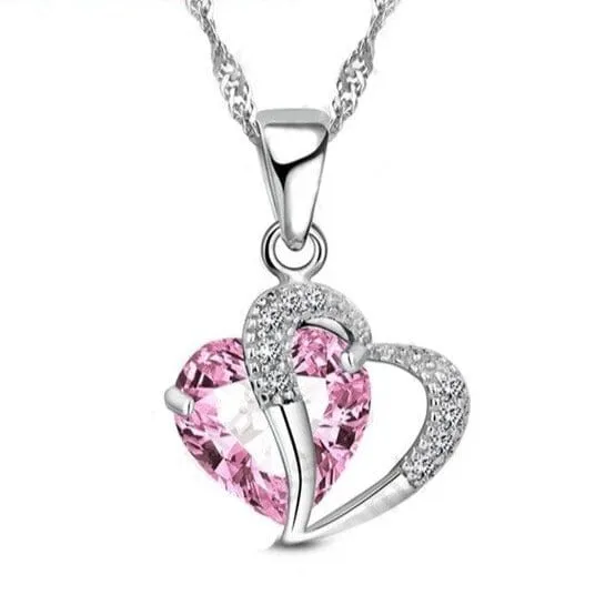 Elegant Ruby Love Pendant Necklace - 925 Sterling Silver