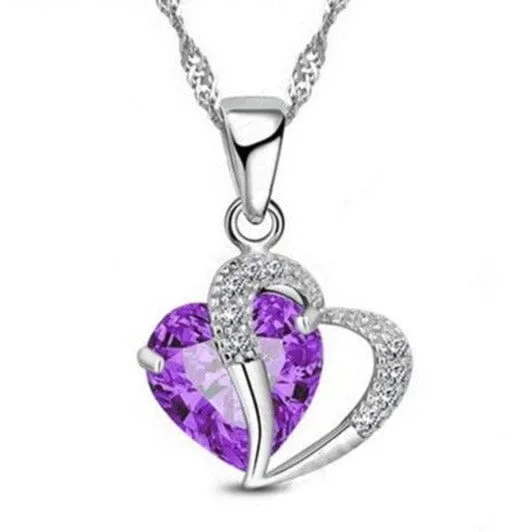 Elegant Ruby Love Pendant Necklace - 925 Sterling Silver