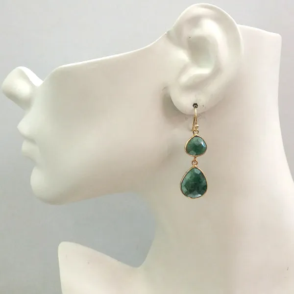 Emerald Double Drop Earrings