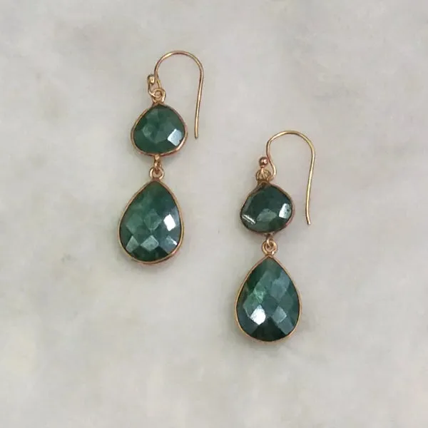 Emerald Double Drop Earrings