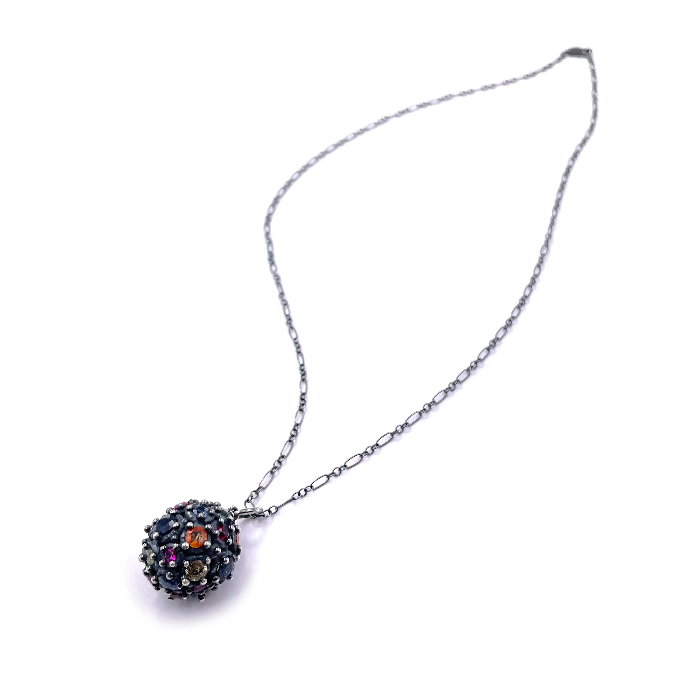 Encrusted Orb Sapphire Pendant