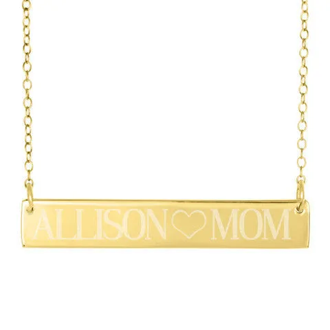 Engraved Gold Bar Necklace