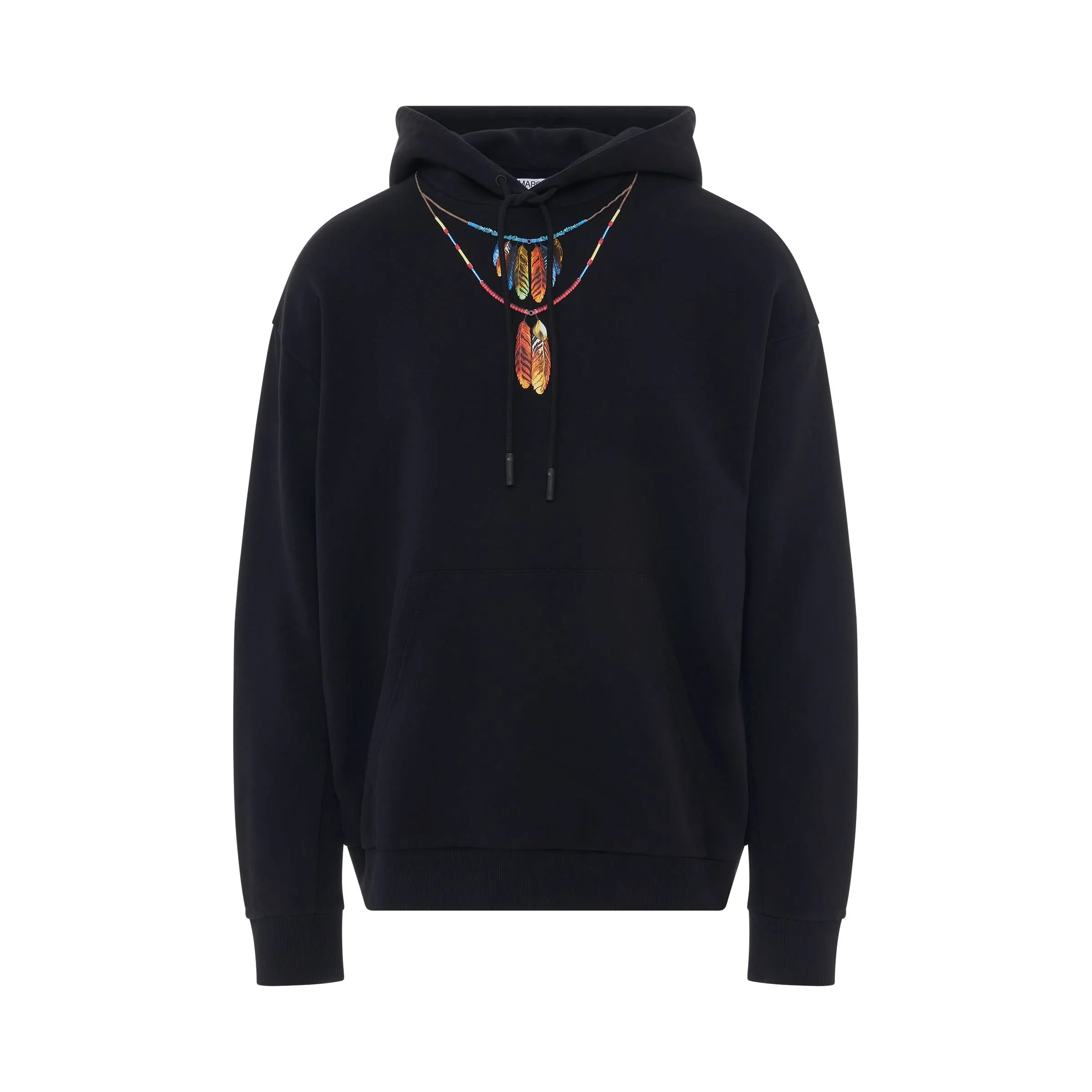 Feathers Necklace Oversized Hoodie in Black