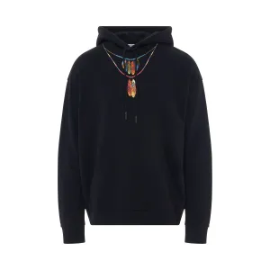 Feathers Necklace Oversized Hoodie in Black