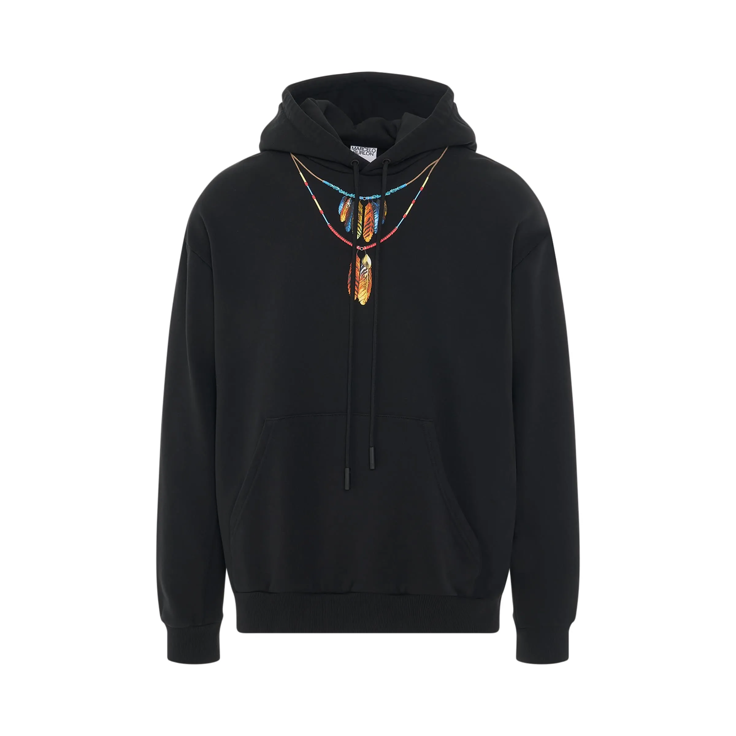 Feathers Necklace Oversized Hoodie in Black/Red