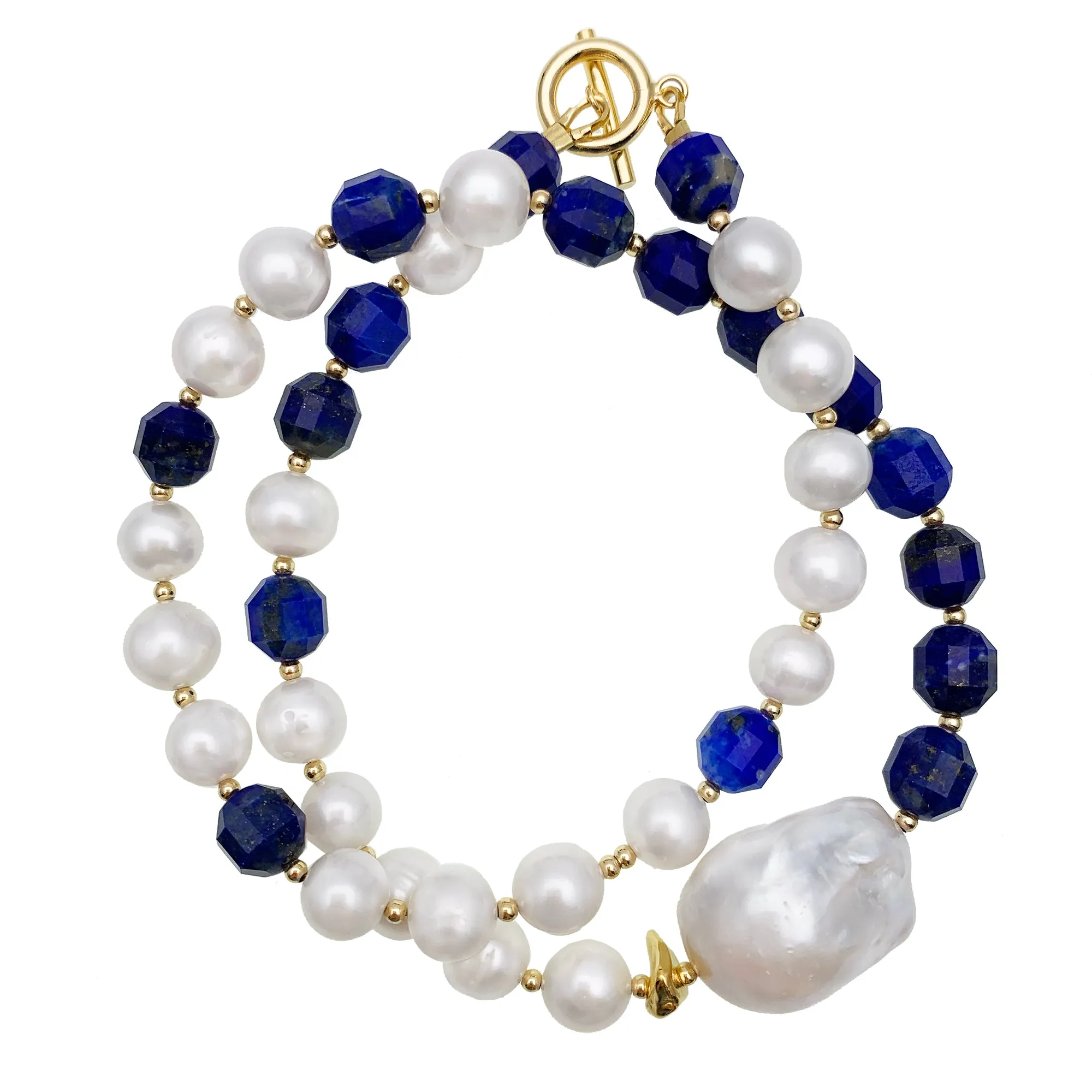 Freshwater Pearls & Lapis Lazuli Choker Necklace EN018