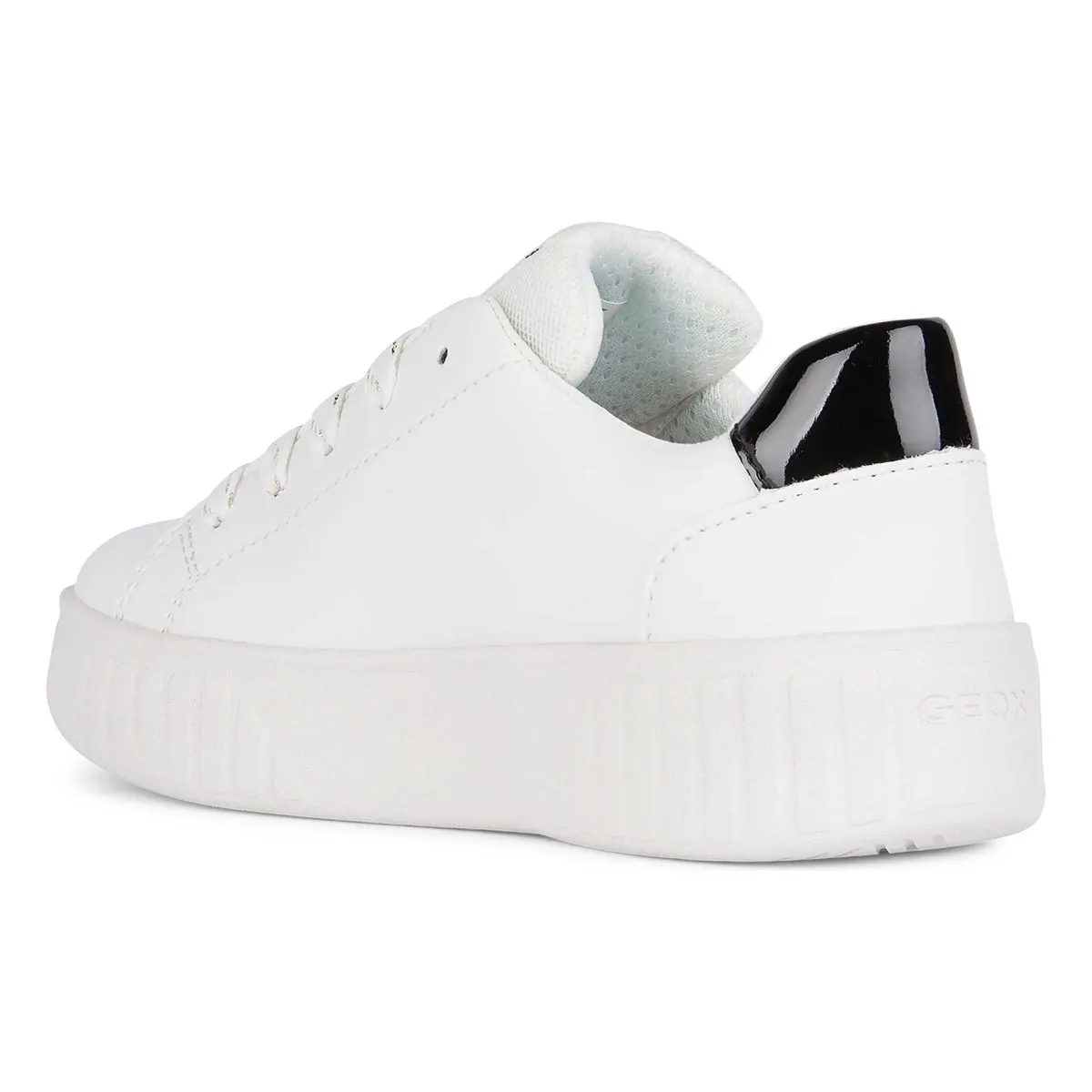 Geox Girl's Mikiroshi White/Black Bolt (Sizes 31-36)