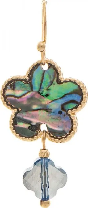 Gold Abalone Shell Flower Earrings