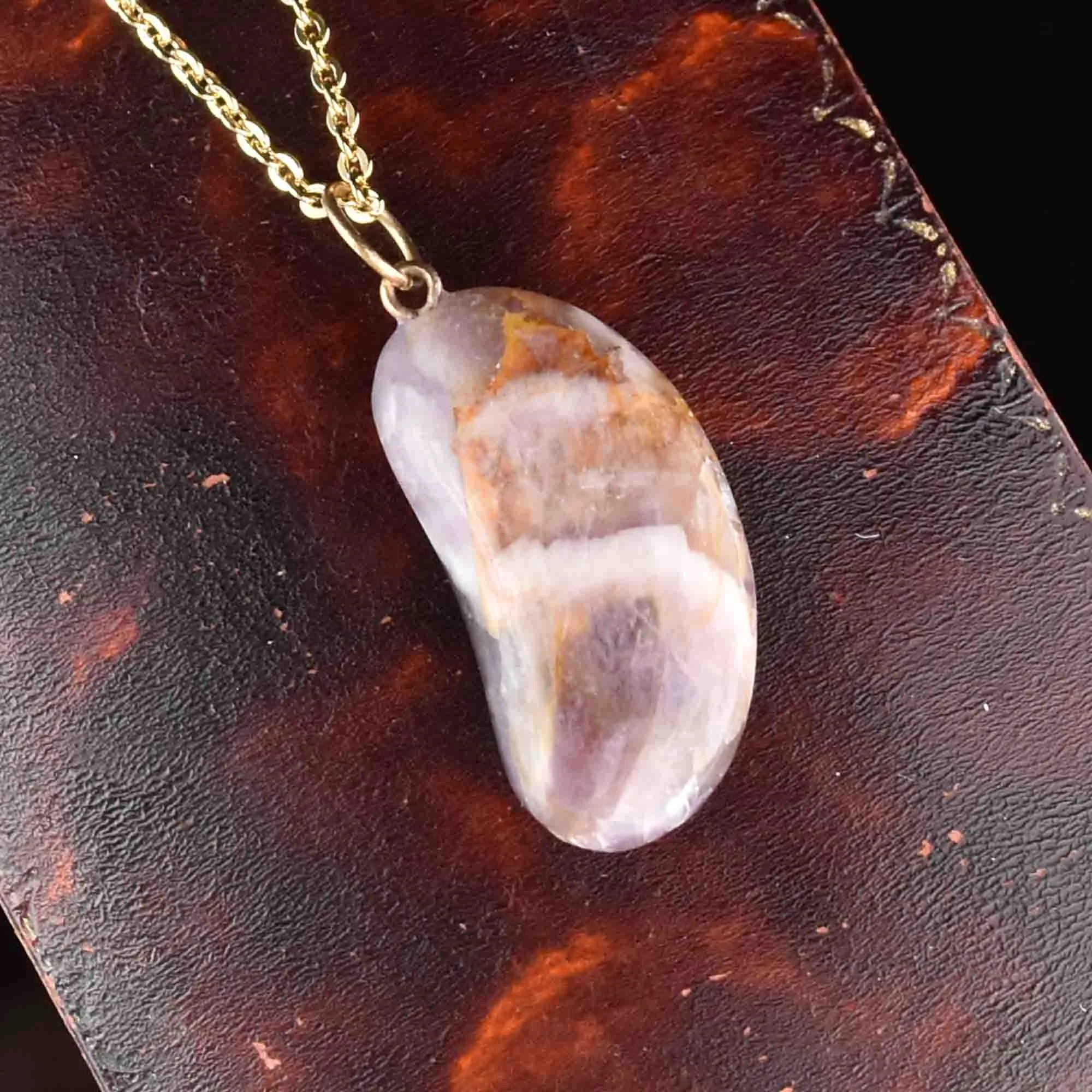 Gold Amethyst Lucky Bean Pendant Necklace