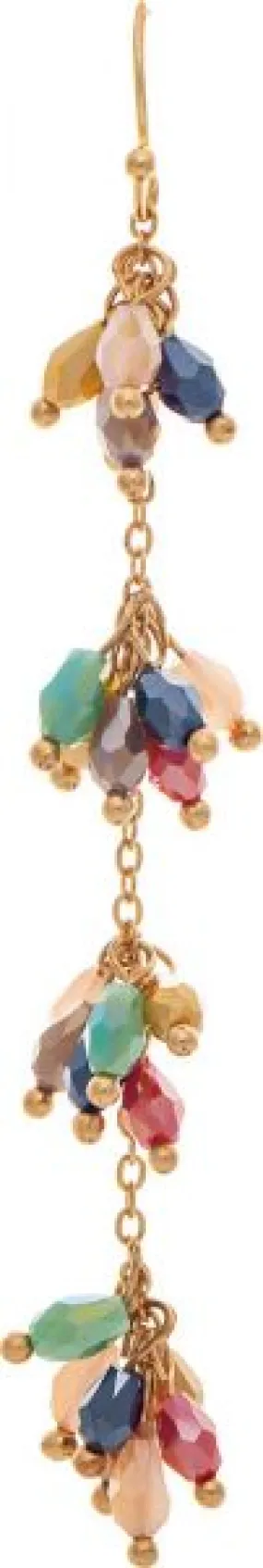 Gold Multicolor Bead Bunches Long Earrings