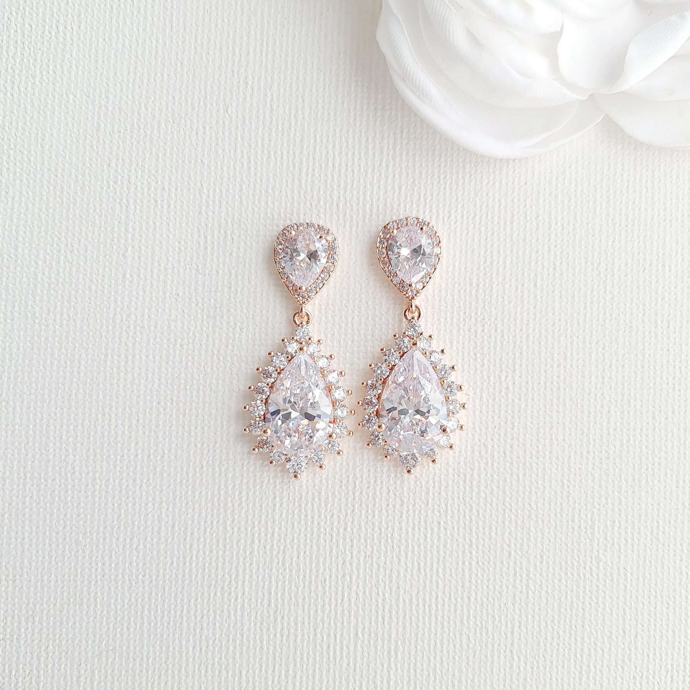 Gold Plated Teardrop Earrings for Brides & Women-Raya