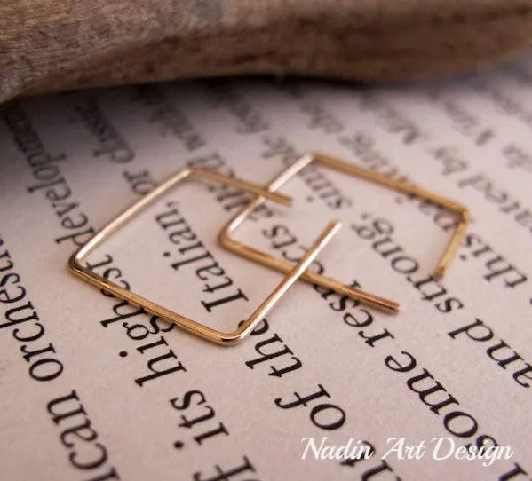 Gold Square Hoop Earrings