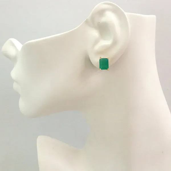 Green Agate Stud with White Topaz, Green Agate and Rose Quartz Twinset Earrings