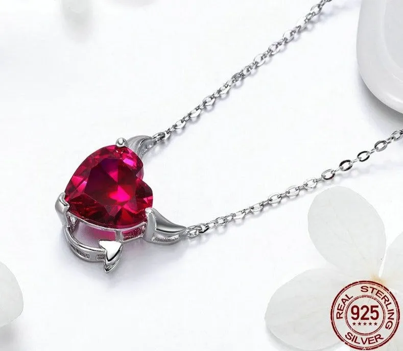 GZ227 - 100% 925 Sterling Silver Little Devil Necklace Charm Jewelry in Red