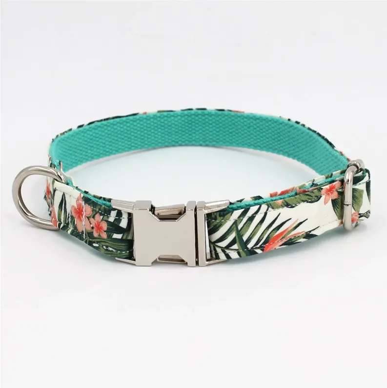 Hawaiian Palm Leaf Bow Tie for Dog | Pet Collar, Leash, Tie 3Pc Set | Green