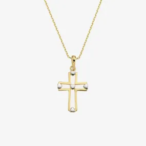 Heart Cross Necklace | 14K Solid Gold