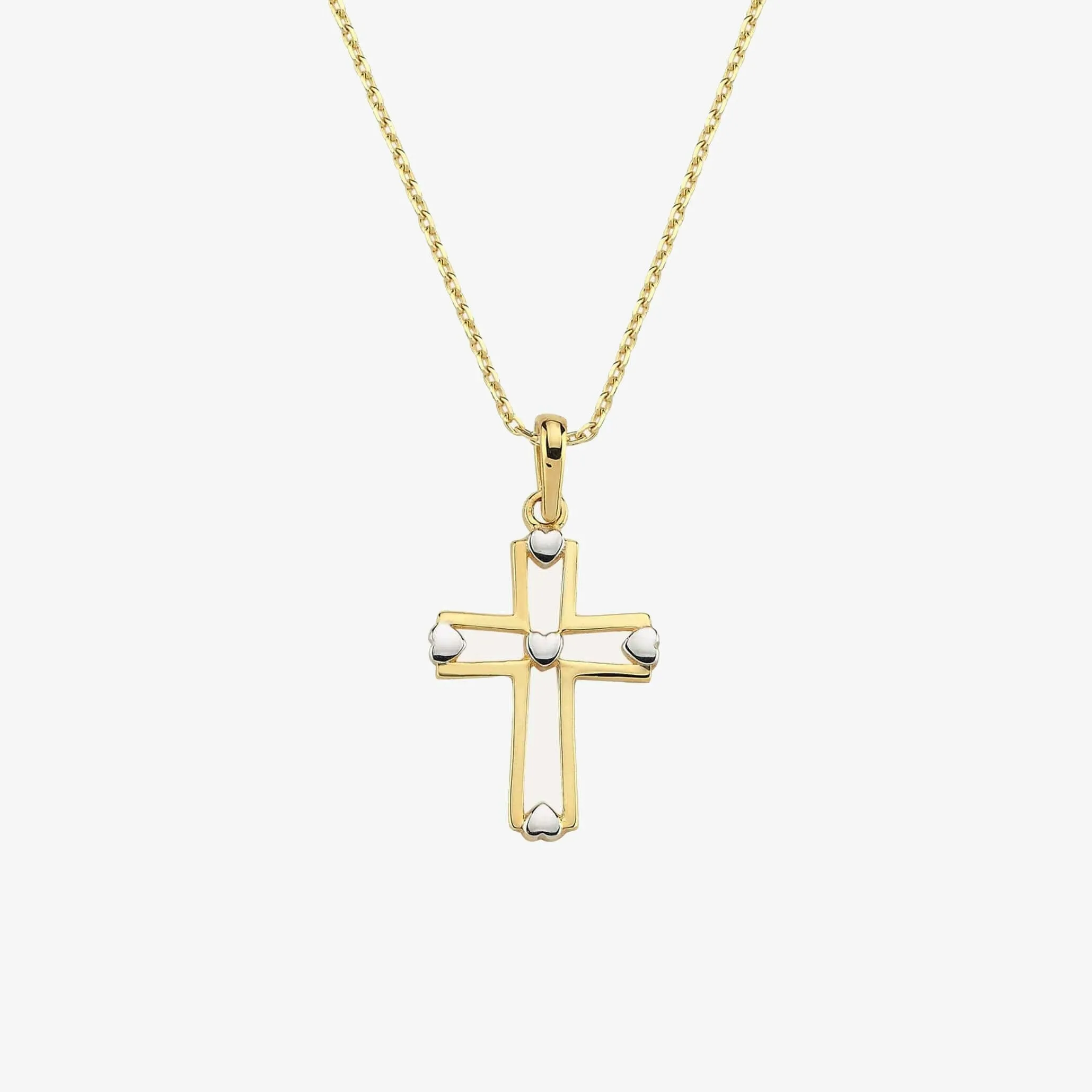 Heart Cross Necklace | 14K Solid Gold