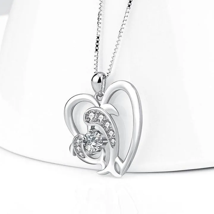 Heart Dolphin Pendant Necklace