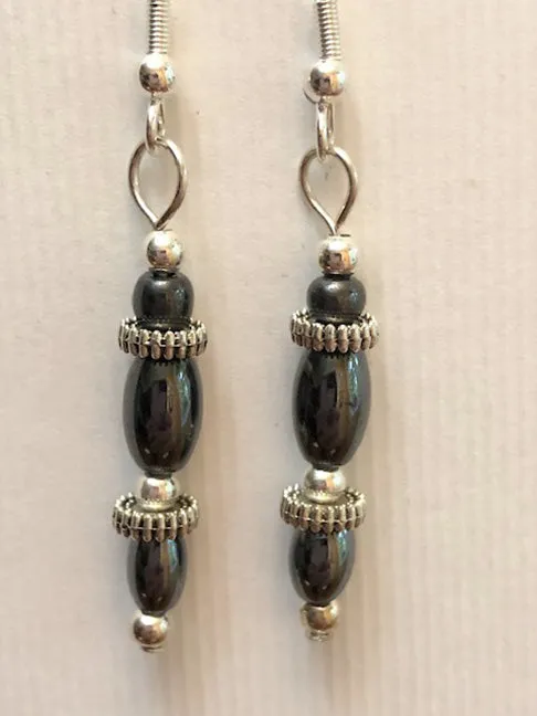 Hematite Earrings Rice Shaped