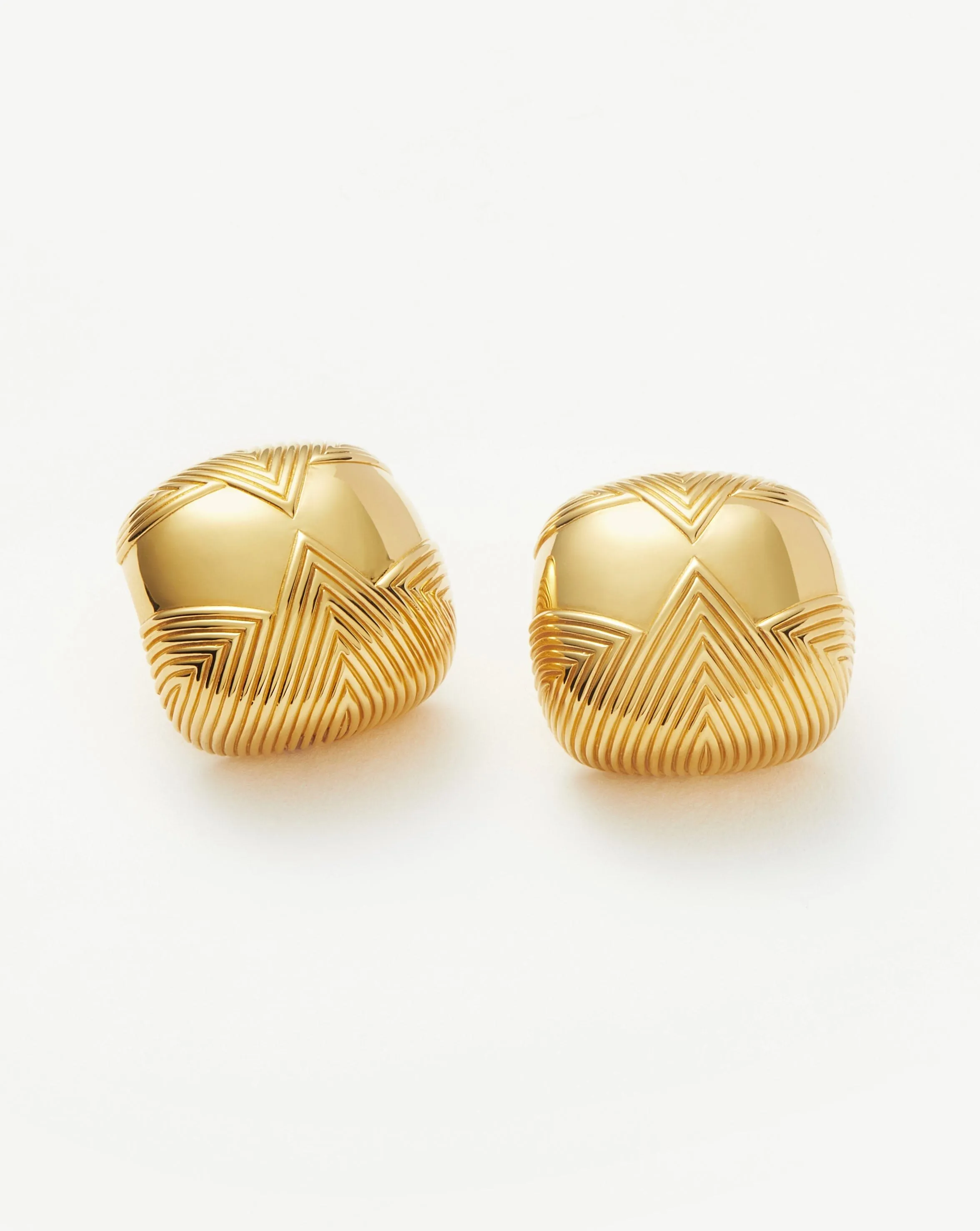 Hera Oversized Dome Ridge Stud Earrings | 18ct Gold Plated