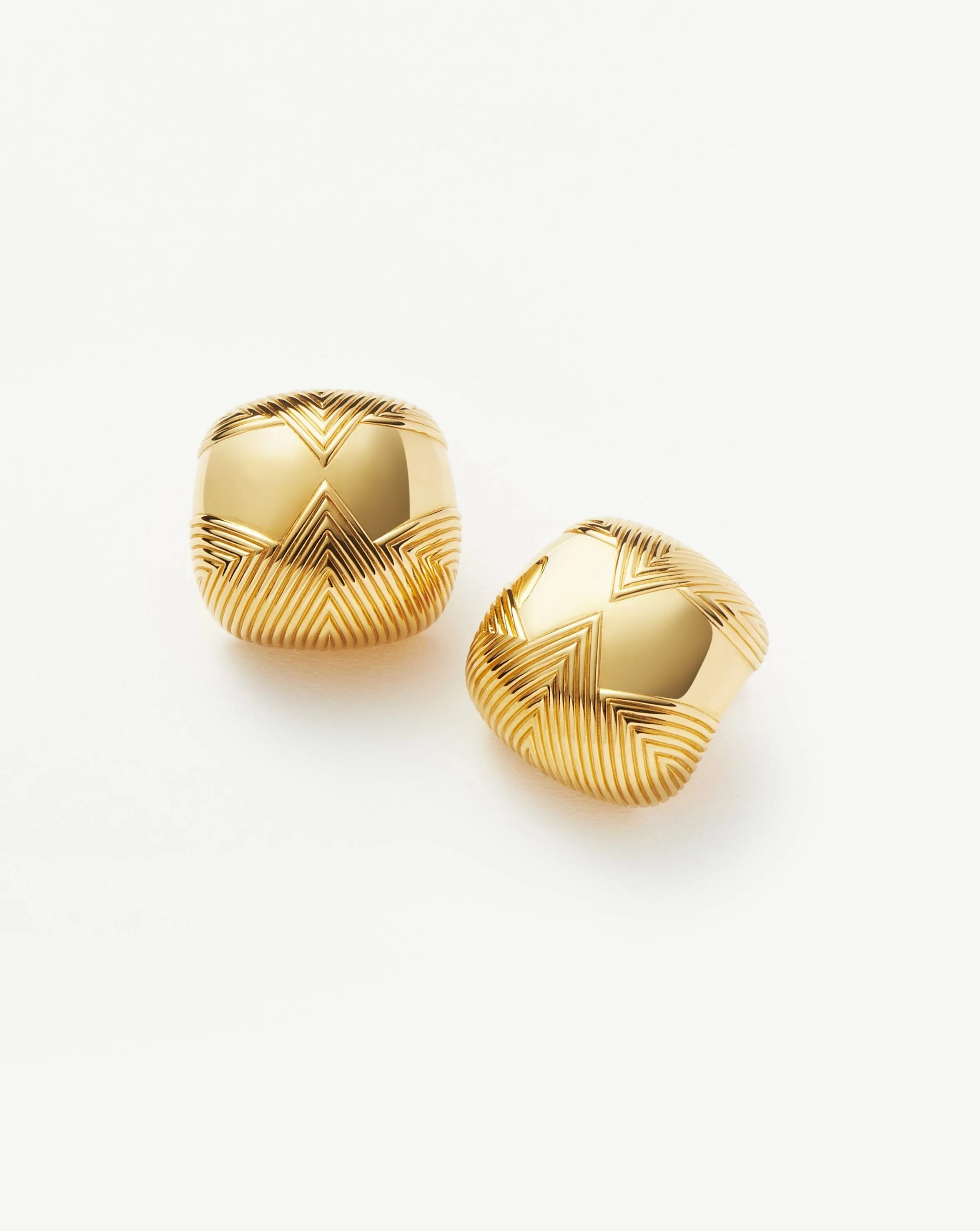 Hera Oversized Dome Ridge Stud Earrings | 18ct Gold Plated