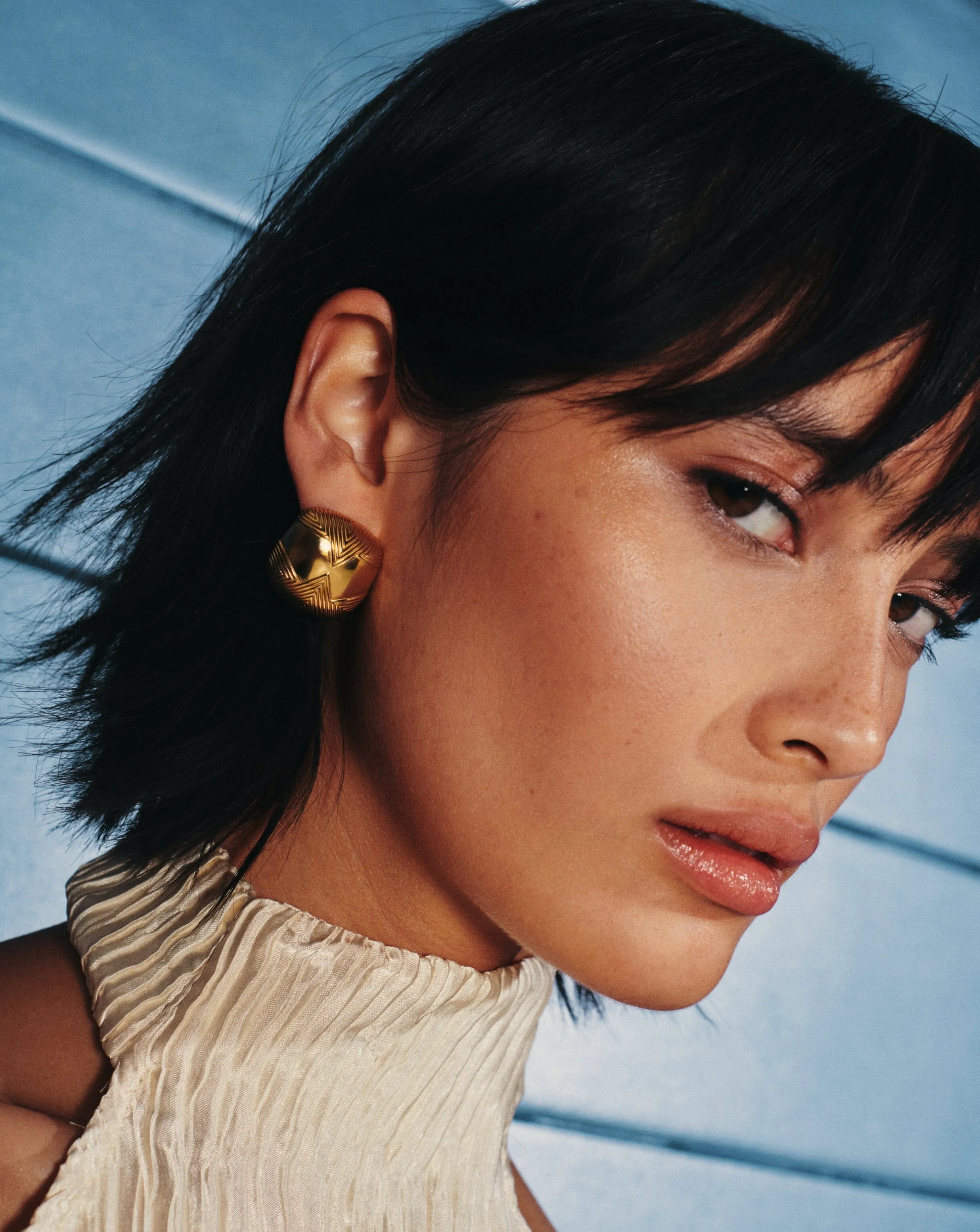 Hera Oversized Dome Ridge Stud Earrings | 18ct Gold Plated